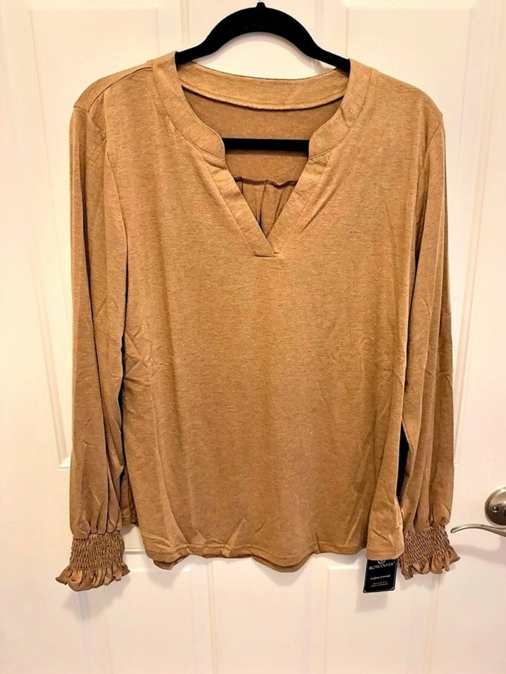 Romansti Long Sleeve Blouse in Brown NWT